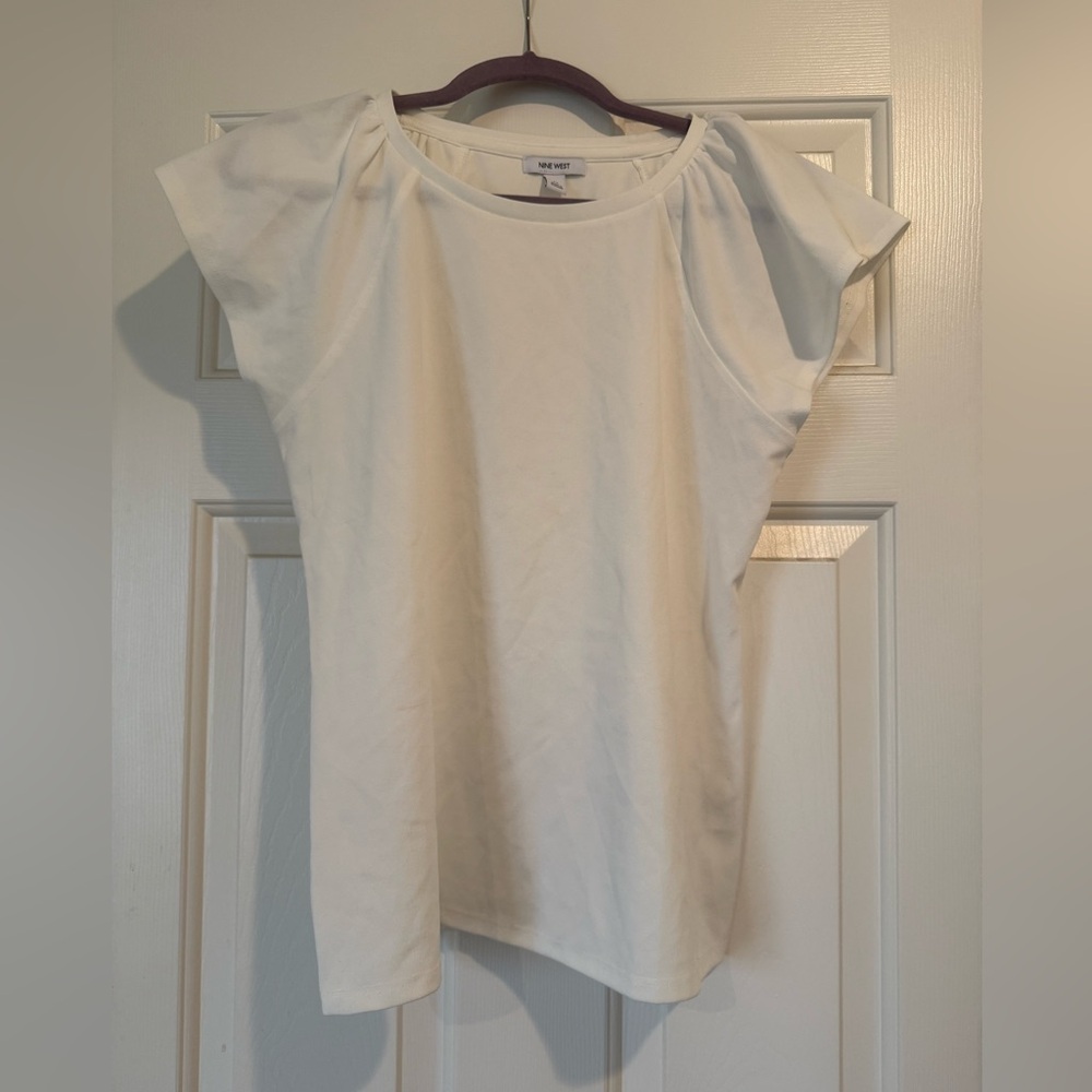 Nine West White Short Sleeve Top